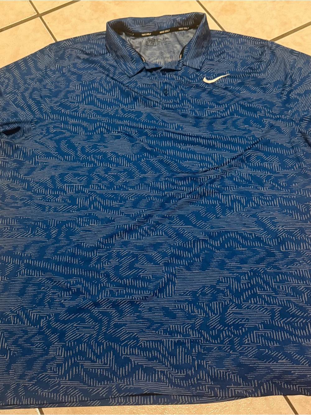 Nike Golf Men’s Royal Blue Patterned Polo with White Swoosh